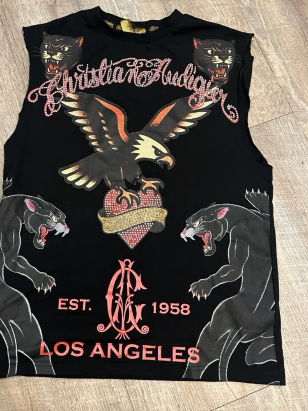 Christian Audigier Los Angeles Eagle Panther Tank Top